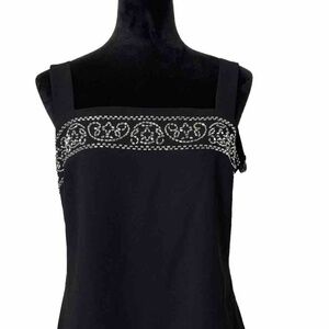 J.R. Nites by Caliendo Black Silver Bead Embellished Tank Top | Size 12